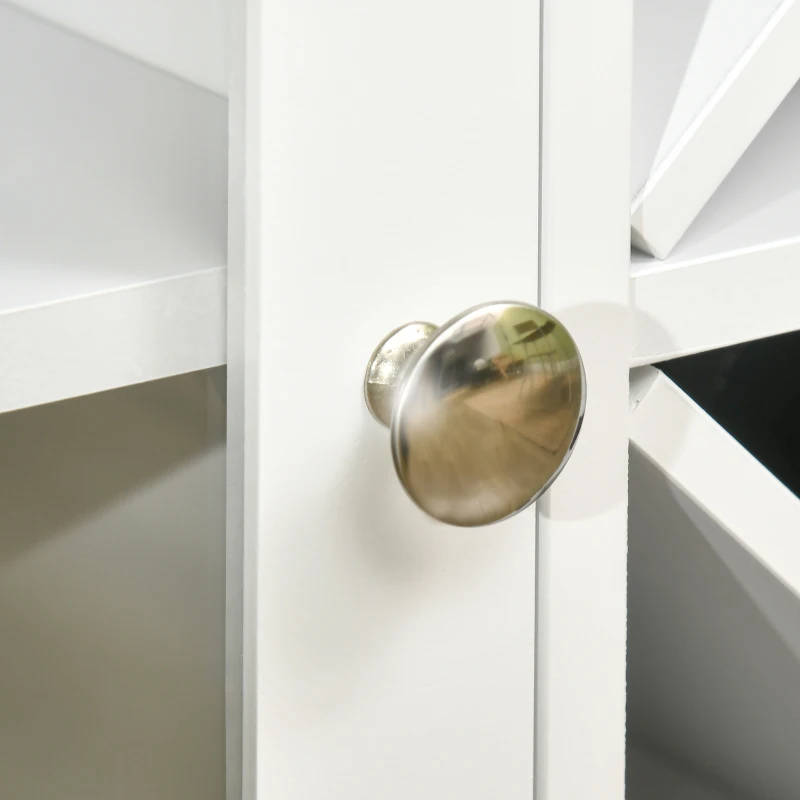 HOMCOM Sideboard Buffet Cabinet with Removable Wine Rack, Tempered Glass Door and Adjustable Shelves, Coffee Bar Cabinet for Living Room, Kitchen, Entryway, White