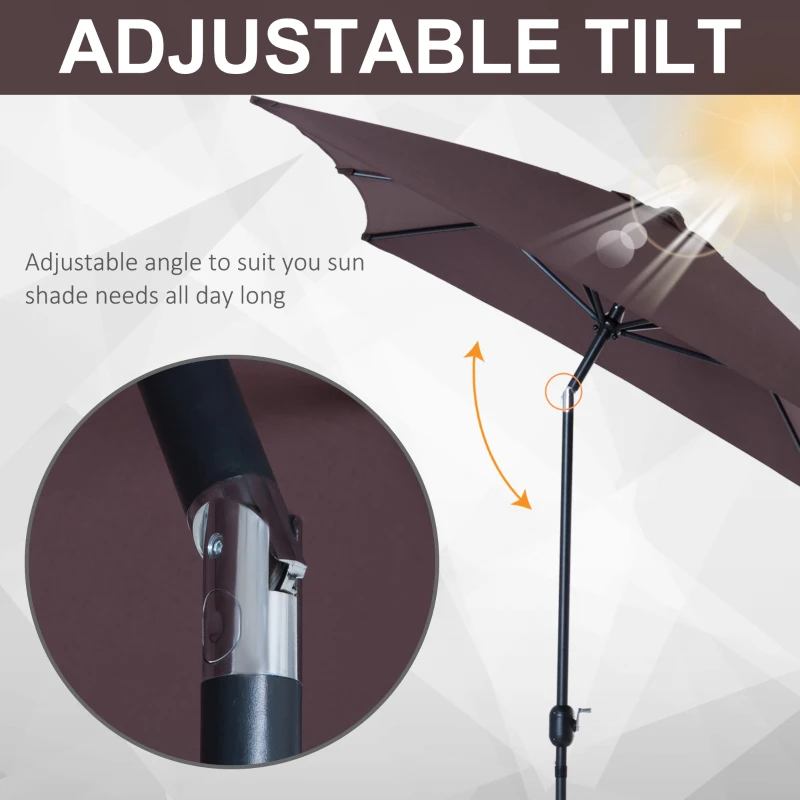 Outsunny 6.5x10ft Rectangle Aluminum Tilt Patio Umbrella Garden Market Parasol Outdoor Sunshade Canopy with Crank (Coffee)