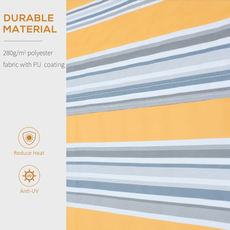 Outsunny 13' x 8' Manual Retractable Patio Awning Sun Shade Outdoor Deck Window Door Canopy Shelter Aluminum Frame Mix Colour