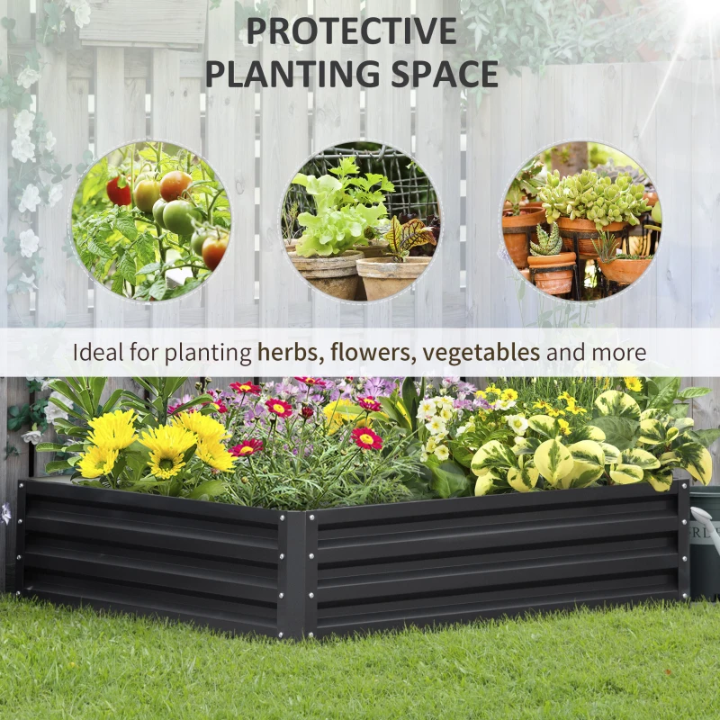 Outsunny 4' x 4' x 1' Raised Garden Bed Galvanized Steel Planter Box for Vegetables, Flowers, Herbs, Grey