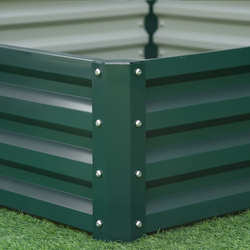 Outsunny 4' x 4' x 1' Raised Garden Bed Galvanized Steel Planter Box for Vegetables, Flowers, Herbs, Green
