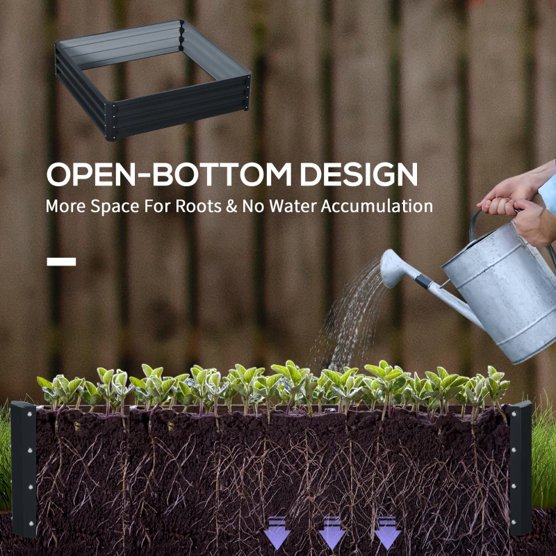Outsunny 4' x 4' x 1' Raised Garden Bed Galvanized Steel Planter Box for Vegetables, Flowers, Herbs, Grey