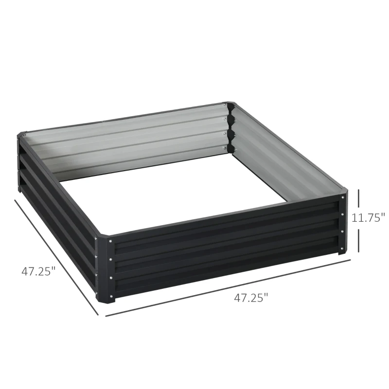 Outsunny 4' x 4' x 1' Raised Garden Bed Galvanized Steel Planter Box for Vegetables, Flowers, Herbs, Grey