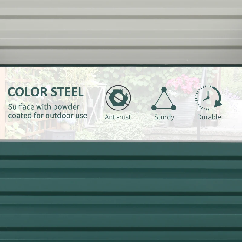 Outsunny 4' x 4' x 1' Raised Garden Bed Galvanized Steel Planter Box for Vegetables, Flowers, Herbs, Green