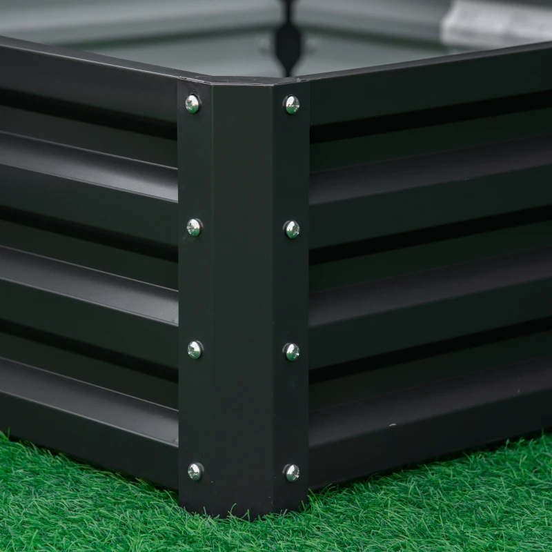 Outsunny 4' x 4' x 1' Raised Garden Bed Galvanized Steel Planter Box for Vegetables, Flowers, Herbs, Grey