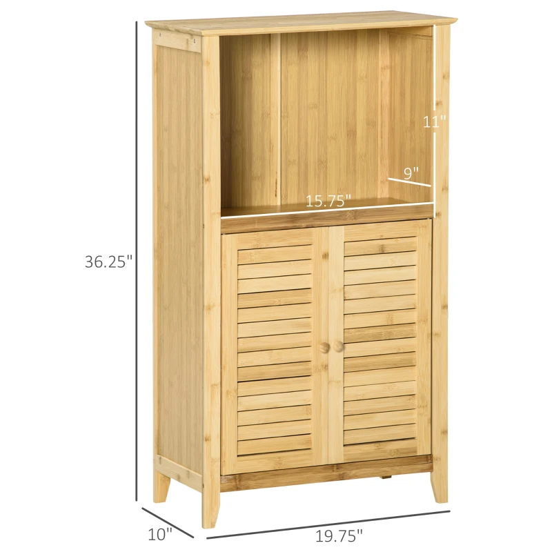 Freestanding Wooden Cabinet, Versatile Pantry Storage with Spacious Shelves, Natural Finish