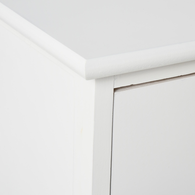 HOMCOM Nightstand Set of 2, Bedside Table with Drawer and Cabinet, Small Side Tables in Clean Lines and Curved Base, Home Furniture, White