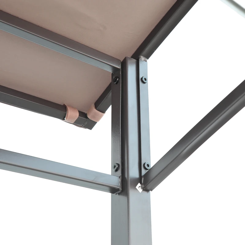 Outsunny 7' x 5' BBQ Grill Gazebo Tent Garden Grill Metal Frame and Canopy with Hooks Outdoor Sun Shade Beige