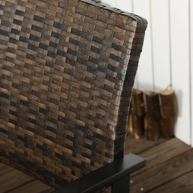 Outsunny Rattan Wicker Chair Set of 2, Single Padded Armchair with Quick Dry Foam Padded Seat, Steel Frame for Porch, Garden and Poolside, Outdoor Patio Furniture, Brown