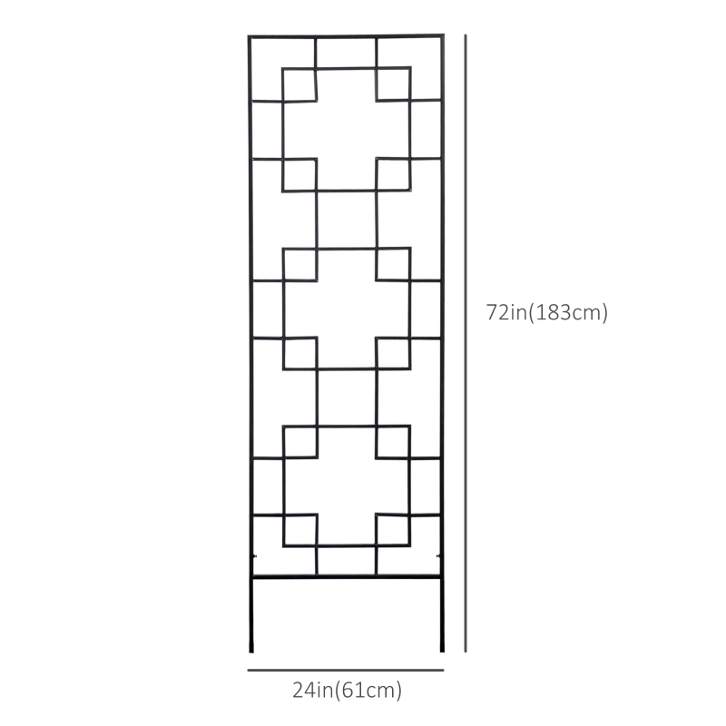 Outsunny 2 Pack Garden Trellis for Climbing Plants, Outdoor Metal Grid Panels for Roses, Vine Flower, Cucumber, Clematis, 72" Tall