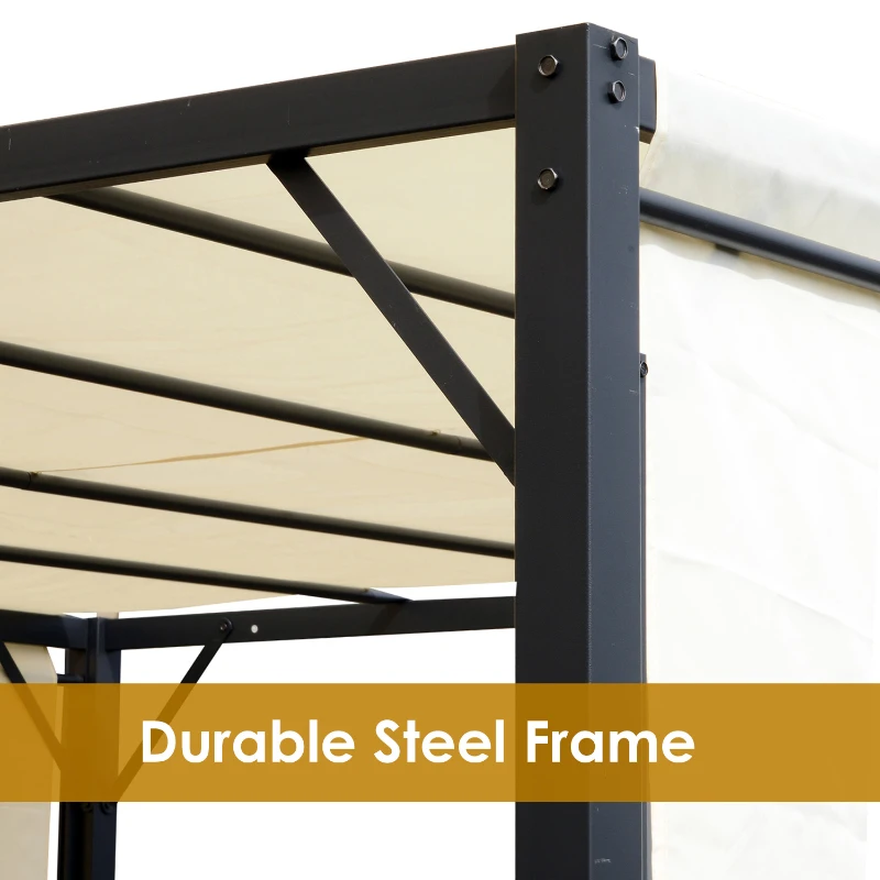 Outsunny 10' x 10' Steel Pergola Retractable Water Resistant Canopy- Cream White