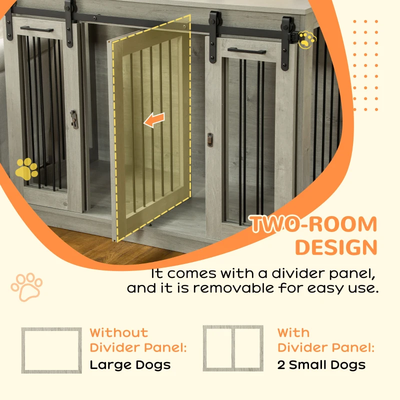 PawHut Modern Dog Crate End Table with Divider Panel, Gray