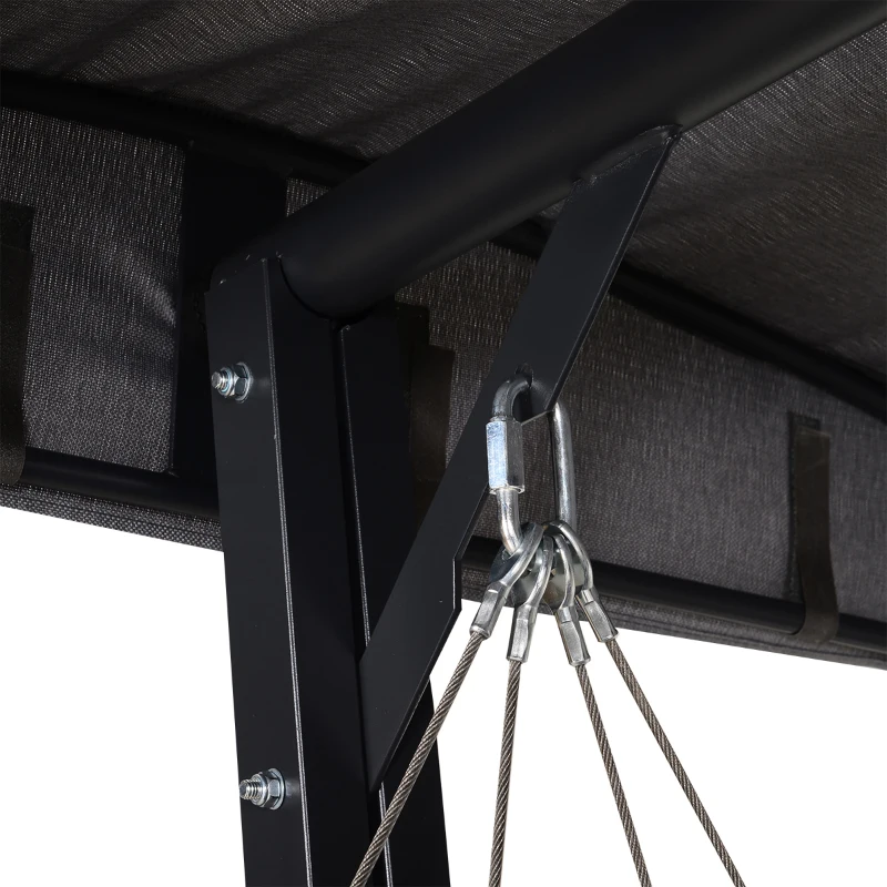 Outsunny Outdoor Swing 3-Person Metal Porch Swing Chair Chaise Lounge Bed for Patio Garden Poolside