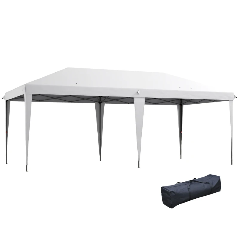 Outsunny 10' x 19' Outdoor Pop Up Party Tent Garden Easy Set Up Gazebo Canopy Market Event Sunshade, White