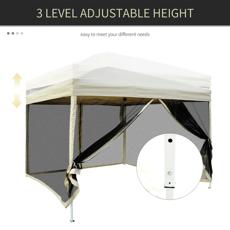 Outsunny 10' x 10' Pop Up Canopy Tent, Instant Party Tent with Breathable Mesh Sidewalls, Easy Height Adjustable, Carrying Bag for Backyard Garden Patio Camping