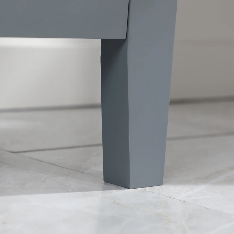 kleankin Bathroom Cabinet Organizer with 2-Tier Open Shelves, Double Door Enclosed Storage and Elevated Base, Dark Gray