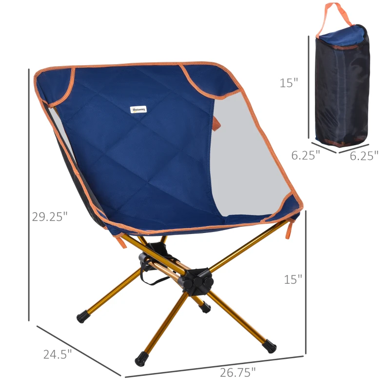 Outsunny 1 Piece Compact Camping Folding Chair, Padded Outdoor Chair with Portable Carry Bag, Easy Set Up, for Hiking Fishing Trip Beach