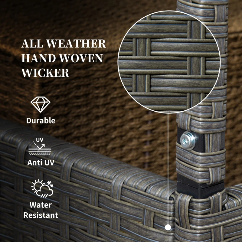 Outsunny Outdoor Towel Valet Caddy, Covered Poolside Towel Holder Rack, Shelf, Basket, Rolling PE Rattan Wicker Storage on Wheels, Beige