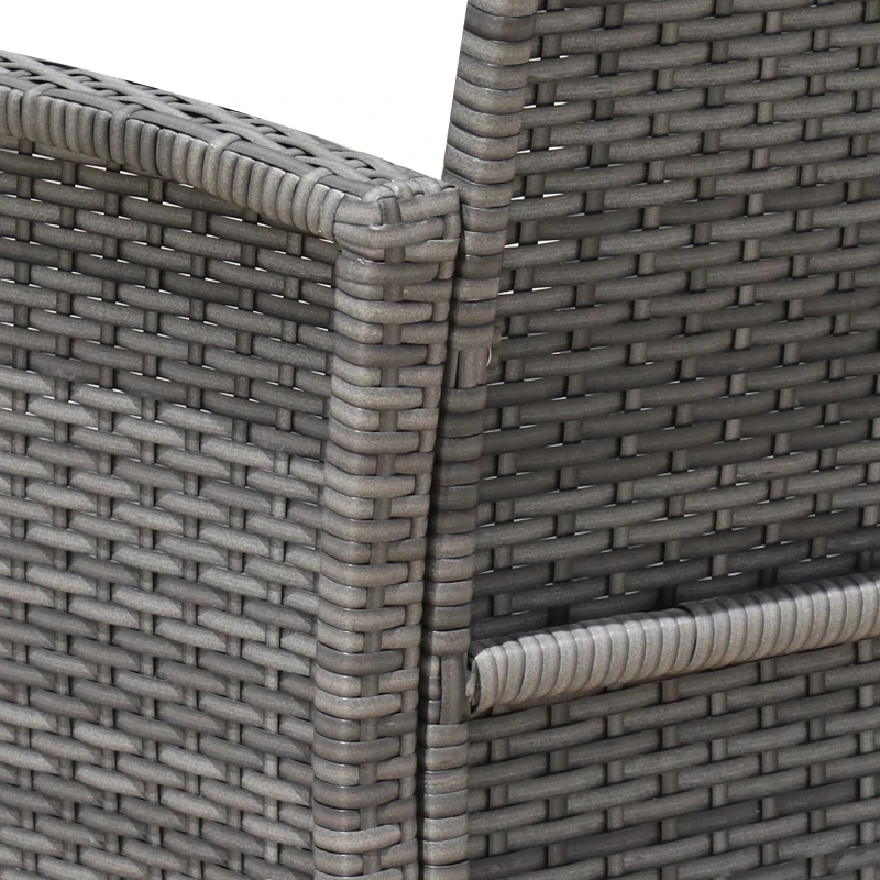 Outsunny 3 Piece Patio Furniture Set w/ Cushions, PE Rattan Outdoor Table And Chairs, 2-Tier Glass Top Coffee Table, Blue