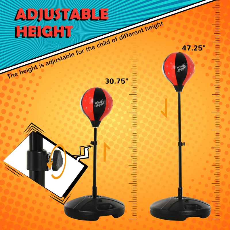 Qaba Indoor Fun Toy Punch Boxing Bag w/ Fillable Base & Soft Safety Mitts for Kids