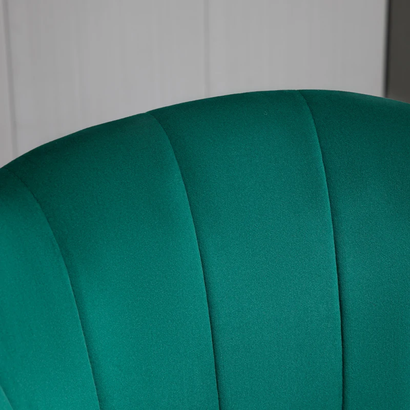 HOMCOM Retro Mid-Back Swivel Fabric Computer Desk Chair Height Adjustable with Metal Base, Leisure Task Chair on Rolling Wheels for Home Office, Green