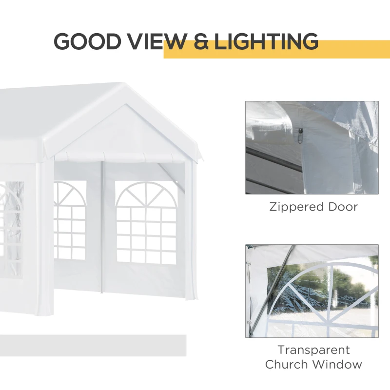 Outsunny 13'x26' Heavy Duty Large Party Tent & Carport with Removable Sidewalls, Windows, Portable Garage Canopy Tent, Sun Shade Shelter for Parties Wedding Outdoor Events, White