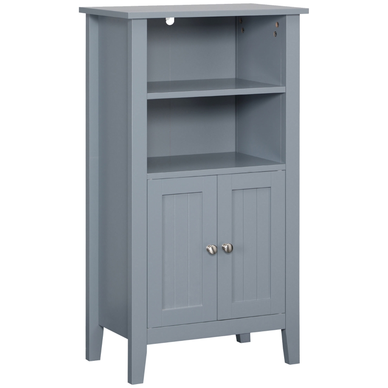 Kleankin Modern White Freestanding Bathroom Cabinet – 3-Door Storage Unit With Tempered Glass (60cm X 30cm X 108.5cm)