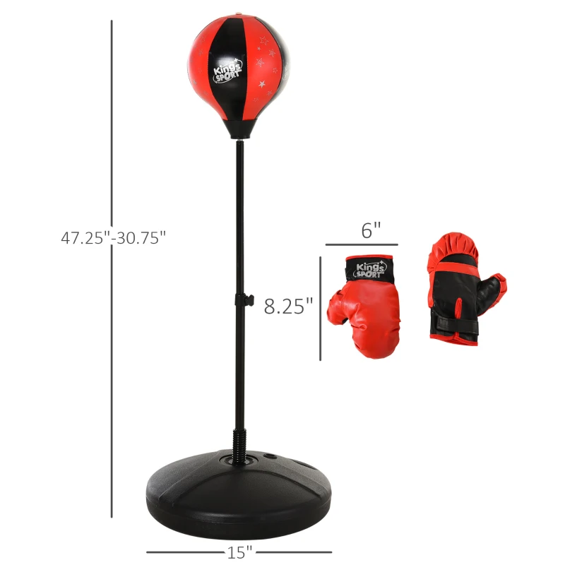 Qaba Indoor Fun Toy Punch Boxing Bag w/ Fillable Base & Soft Safety Mitts for Kids