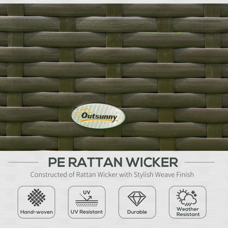 Outsunny 7 Piece Outdoor Patio Furniture Set, PE Rattan Wicker Sectional Sofa Set with Couch Cushions, Throw Pillows and Coffee Table, Orange, White