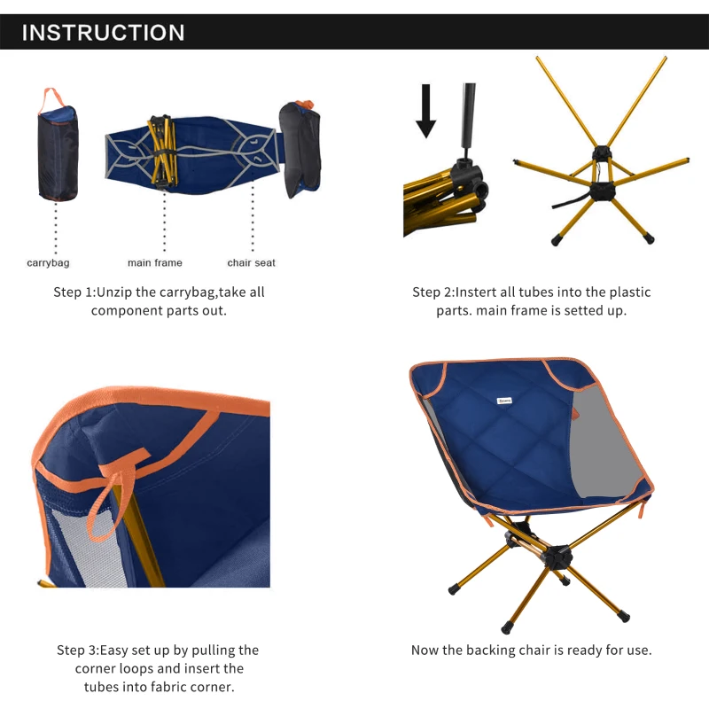 Outsunny 1 Piece Compact Camping Folding Chair, Padded Outdoor Chair with Portable Carry Bag, Easy Set Up, for Hiking Fishing Trip Beach