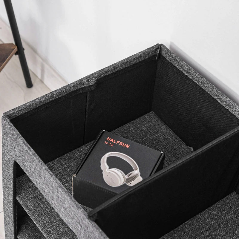 HOMCOM Modern Folding Shoe Storage Bench with Flipping Lid, Ottoman Bench for Bedroom & Hallway with 9 Cubes, Gray