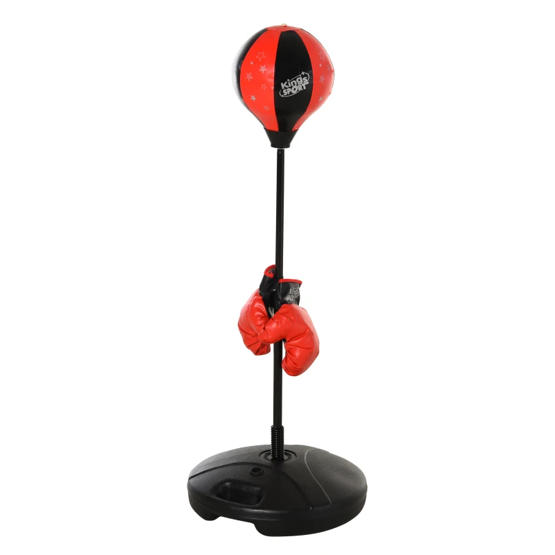 Qaba Indoor Fun Toy Punch Boxing Bag w/ Fillable Base & Soft Safety Mitts for Kids