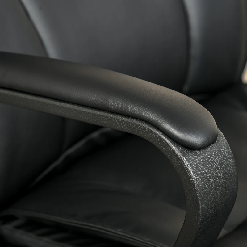 Vinsetto Mid Back Home Office Chair with 2-Point Lumbar Massage, USB Power, Faux Leather Desk Computer Chair, Black