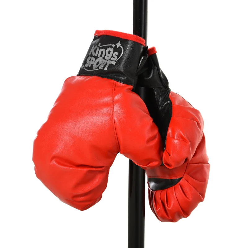 Qaba Indoor Fun Toy Punch Boxing Bag w/ Fillable Base & Soft Safety Mitts for Kids