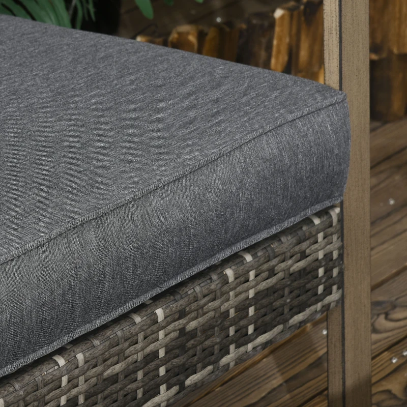 Outsunny 4 Piece Wicker Patio Furniture Set with 2 Rocking Chairs, Loveseat Sofa, Outdoor PE Rattan Conversation Set with Cushions, Aluminum Table for Porch, Poolside, Dark Gray