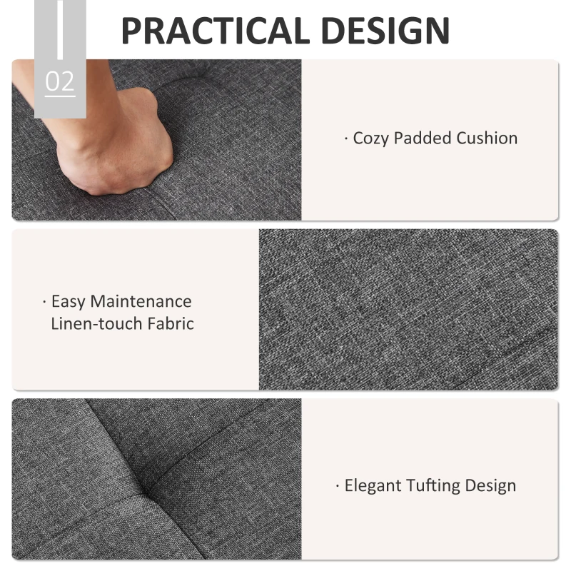 HOMCOM Modern Folding Shoe Storage Bench with Flipping Lid, Ottoman Bench for Bedroom & Hallway with 9 Cubes, Gray