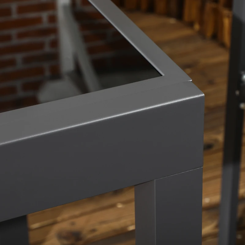 Outsunny 63" Extendable Outdoor Dining Table Patio Table with Aluminum Frame and Tempered Glass Tabletop, Black