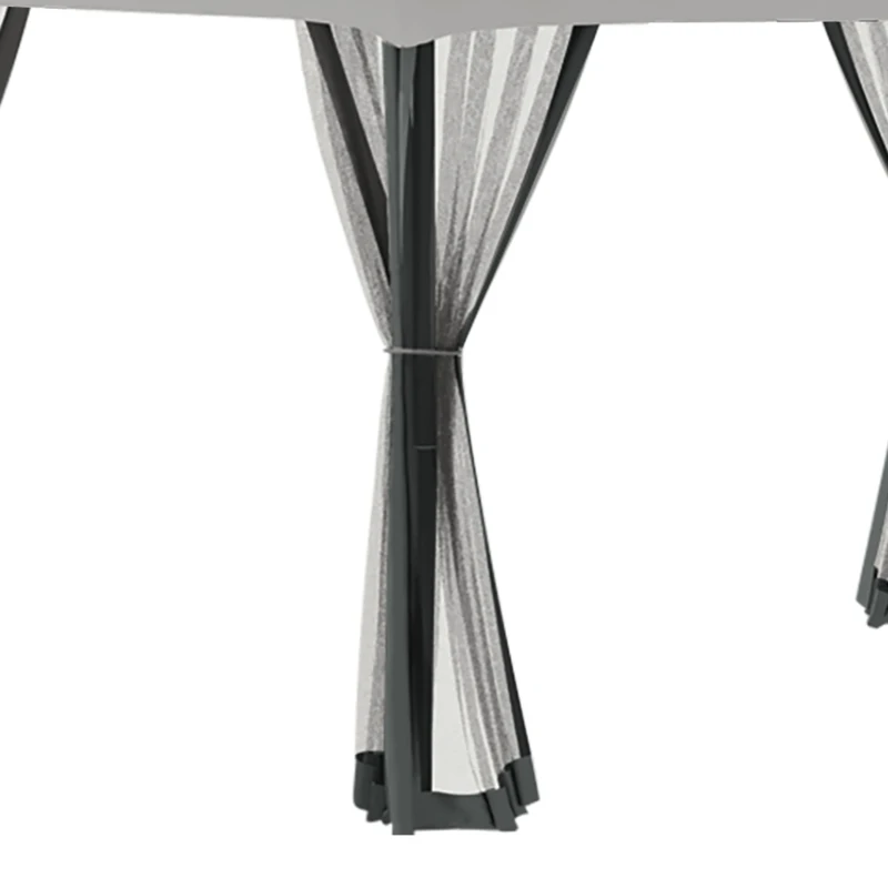 Outsunny 11' x 11' Pop Up Canopy, Outdoor Canopy Shelter Event Tent with 2-Tier Soft Top, Removable Zipper Netting, and Storage Bag, for Patio, Backyard, Garden, Light Grey