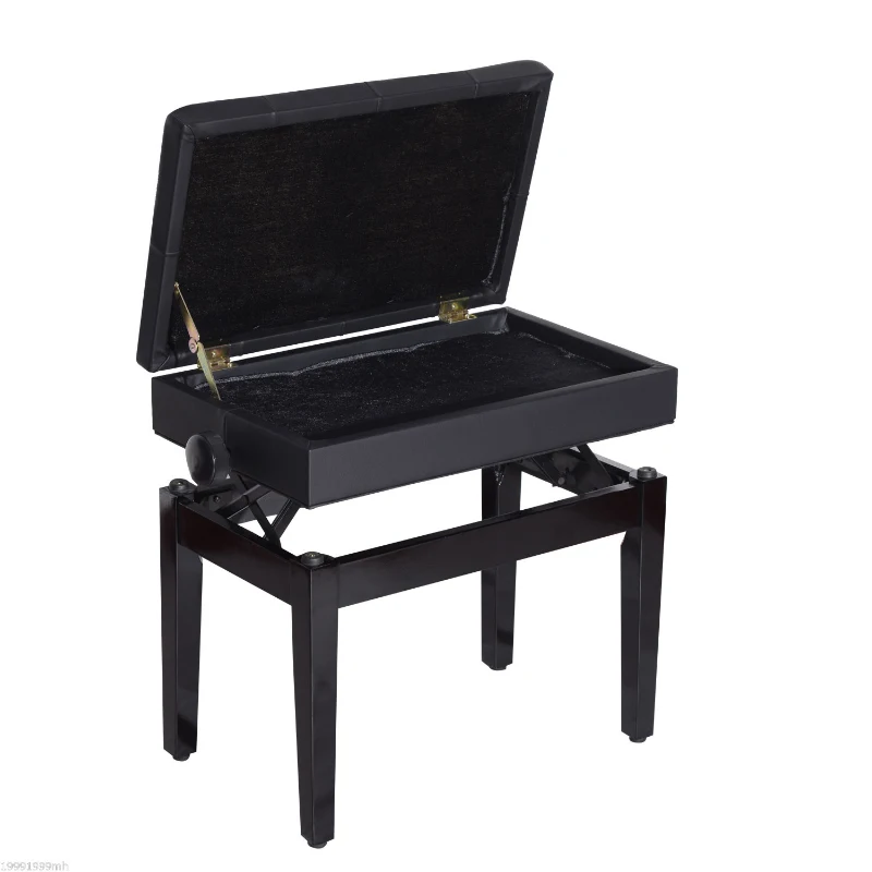 HOMCOM Adjustable Piano Bench with Storage and Soft PU Leather Padded, with Enough Music Storage Design, Black