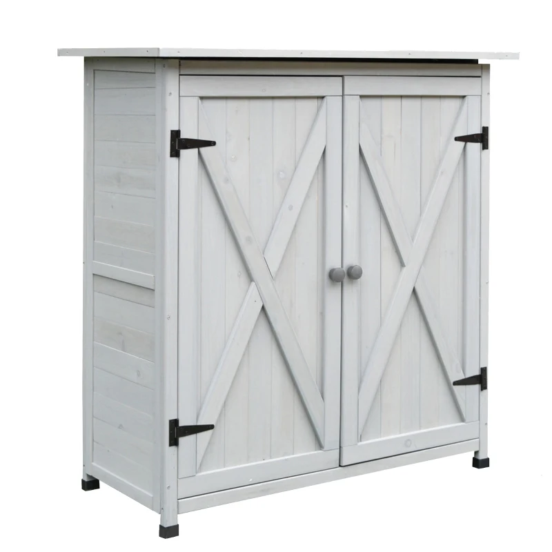 Outsunny Wooden Garden Storage Shed Fir Tool Cabinet Organizer with Asphalt Roof and Double Door for Outside, Garden and Yard