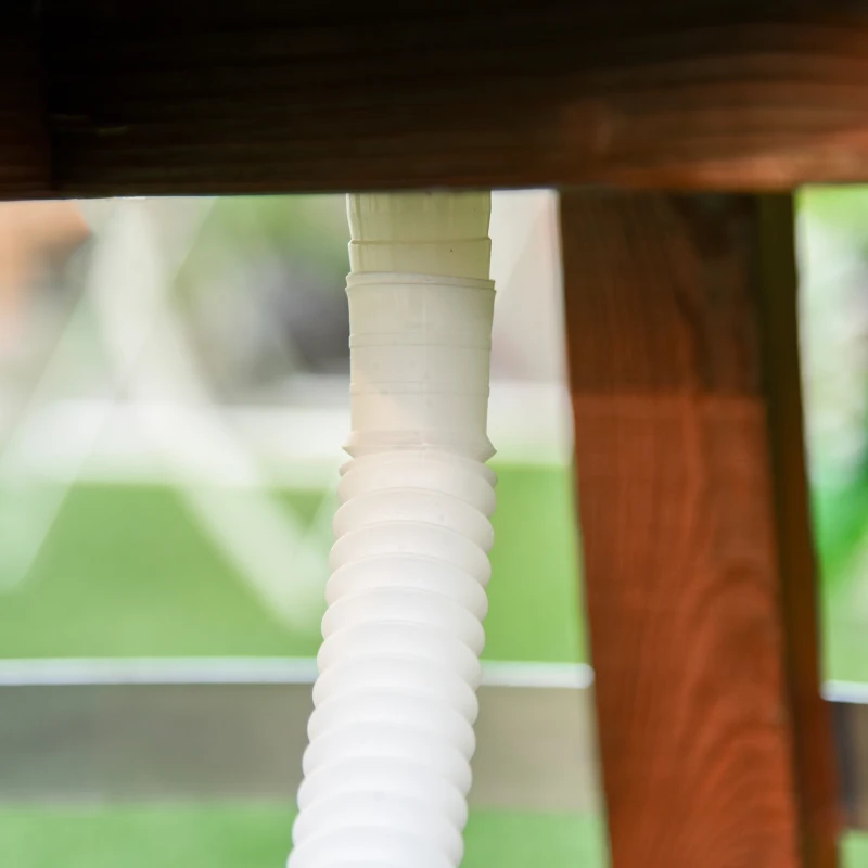 Outsunny 13 Gallons Retro Style Wooden Cooler Wood Ice Bucket with Separable Support Frame, Foldable Flip Cover and Faucet