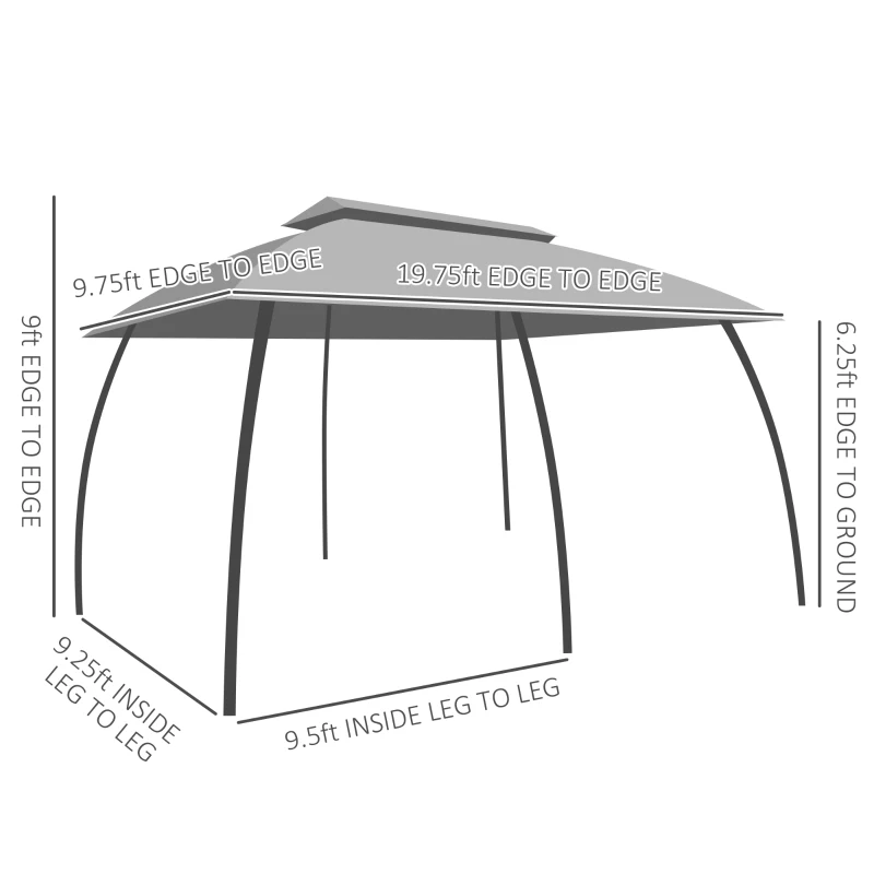Outsunny 10' x 20' Patio Gazebo, Outdoor Gazebo Canopy Shelter with Netting & Curtains, Vented Roof for Garden, Beige