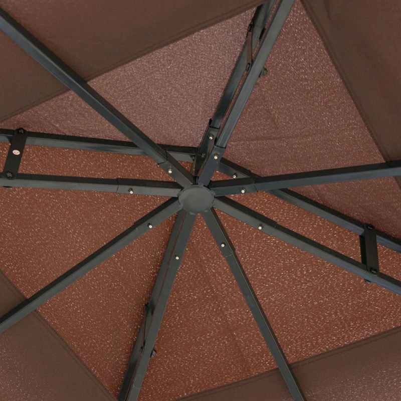 Outsunny 10'x10' Garden Gazebo Patio Canopy Portable Party Event Backyard w/ Mosquito Netting Coffee