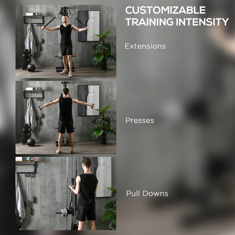 Soozier Wall Mount Cable Station, 15 Positions Adjustable Dual Pulley Machine Cable Crossover Machine for Home Gym