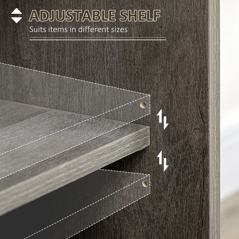 HOMCOM Sideboard Glass Door Buffet Cabinet, Dark Grey