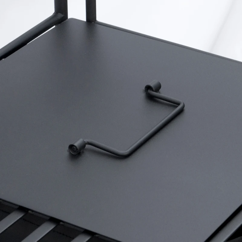 Outsunny Folding Potting Bench Table, Metal Garden Workstation, Work Bench with Large Built-in Bag with Cover, 5 Hanging Hooks & Storage Shelf, Leaf Pattern