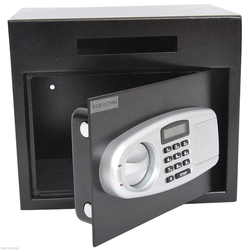 HOMCOM Wall Mounted Steel Electronic Digital Safe Box with Letter Drop Slot Keypad Lock Gun Cash Jewelry Security, Black