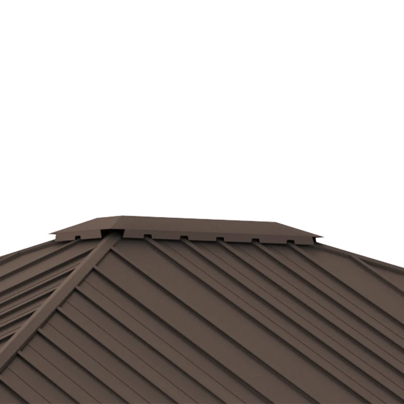 Outsunny 10' x 12' Hardtop Gazebo Canopy with Galvanized Steel Roof, Aluminum Frame, Permanent Pavilion Outdoor Gazebo with Netting, Curtains, Top Hook, Dark Grey