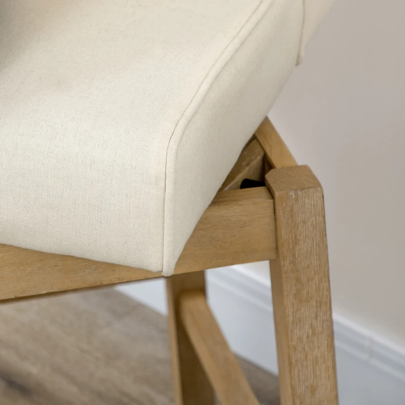 HOMCOM Bar Height Bar Stools Set of 2, 180 Degree Swivel Barstools, 30" Seat Height Bar Chairs with Solid Wood Footrests and Button Tufted Design, Beige