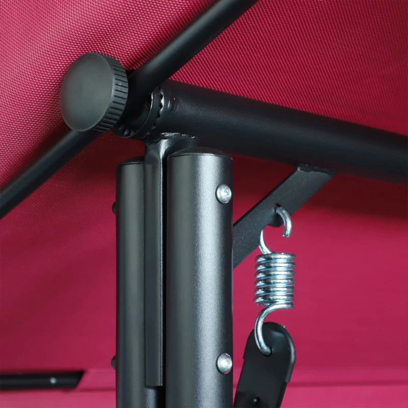 Outsunny 3-Person Porch Swing Chair, Patio Swing Bench with Adjustable Canopy, Removable Thicken Cushion and Weather Resistant Steel Frame for Outdoor, Garden, Poolside, Wine Red